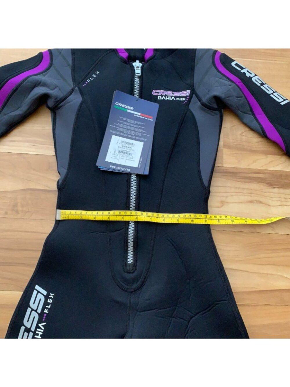 Cressi Bahia Flex 3mm Lady Size XS Black Purple One Piece Full Wetsuit NWT - Picture 14 of 16